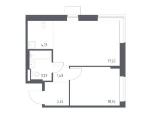 1-комн.кв., 41 м², этаж 3