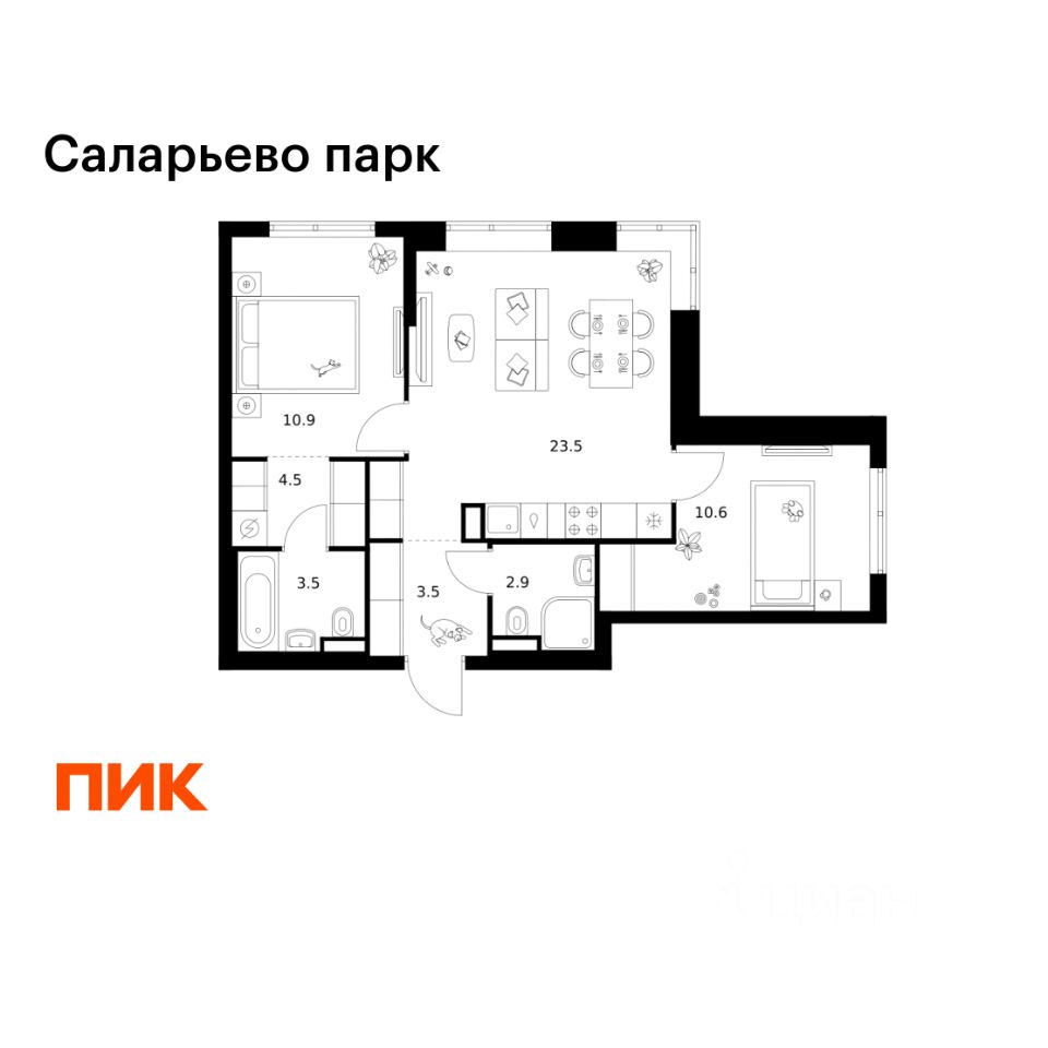 2-комн. квартира в ЖК Саларьево парк