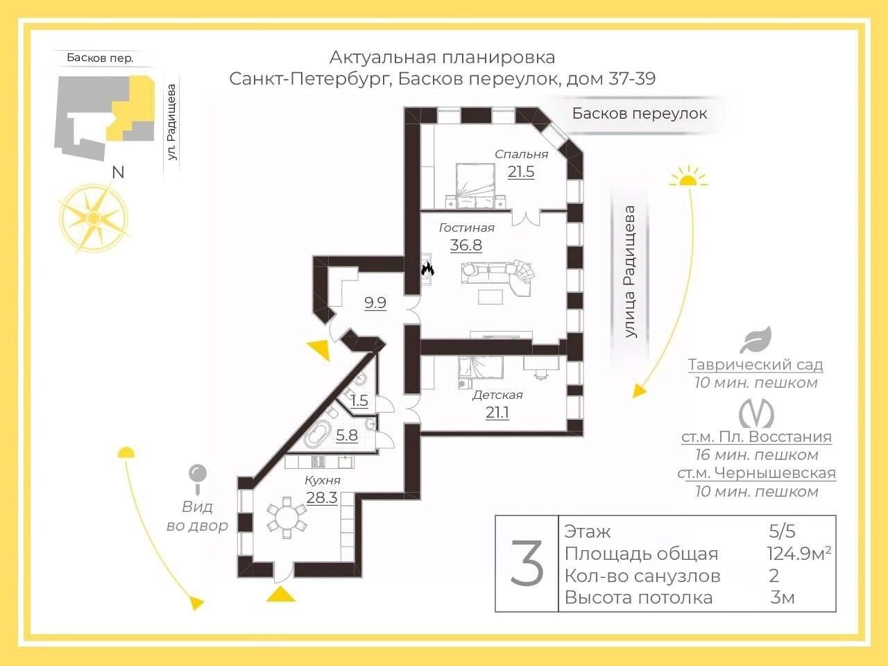 3-комн. кв., р-н Центральный, Санкт-Петербург