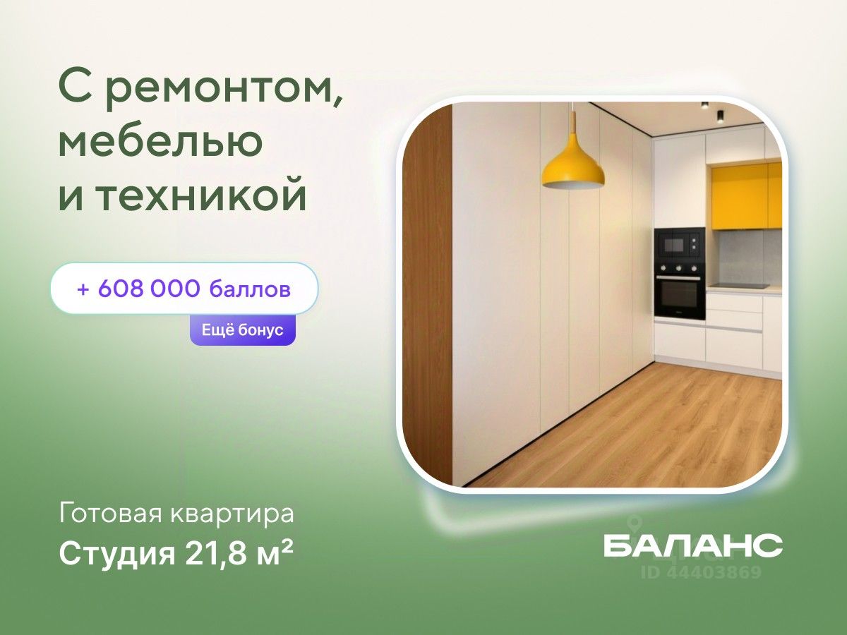 Планировка: Студия 21.8 м² в ЖК Баланс, Воровского