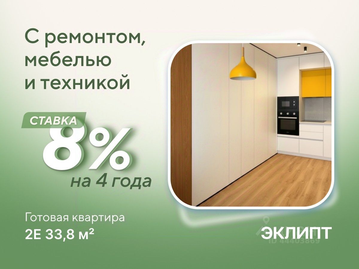 Планировка: Формат уточняется 33.8 м² в ЖК Эклипт, Рощино