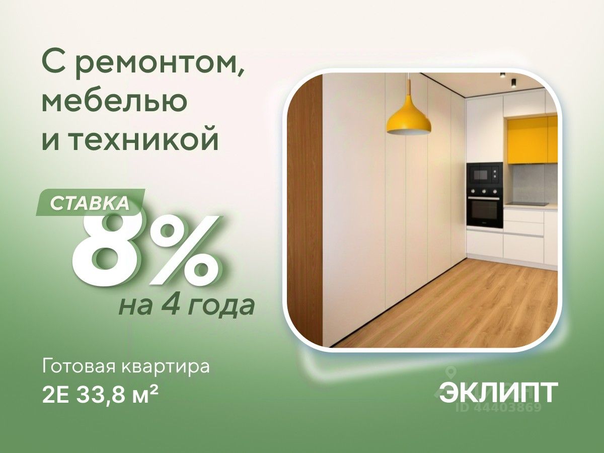 Планировка: Формат уточняется 33.8 м² в ЖК Эклипт, Рощино
