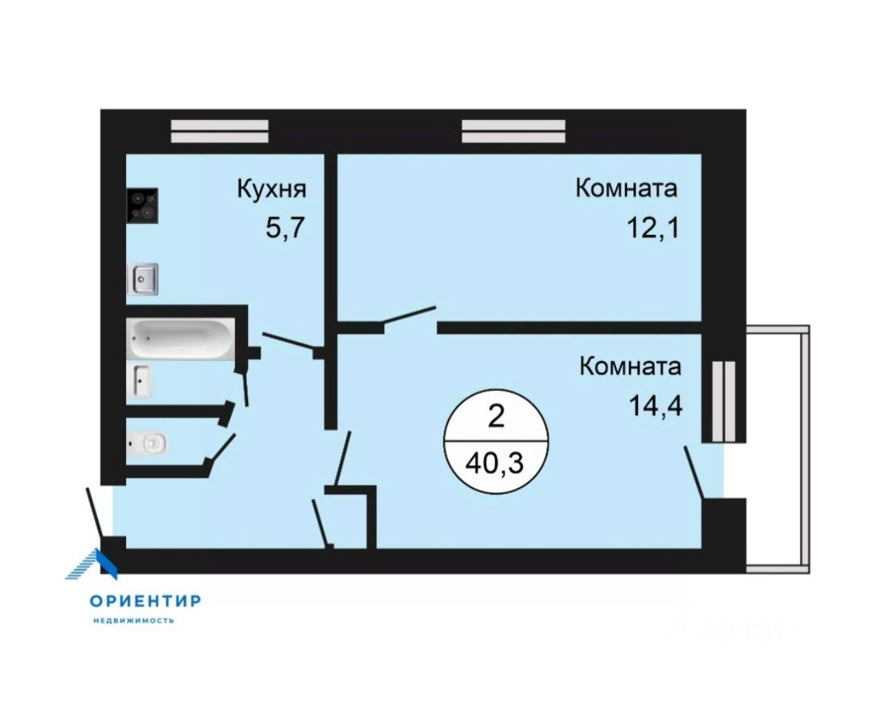 2-комн. кв., р-н Кировский, Екатеринбург