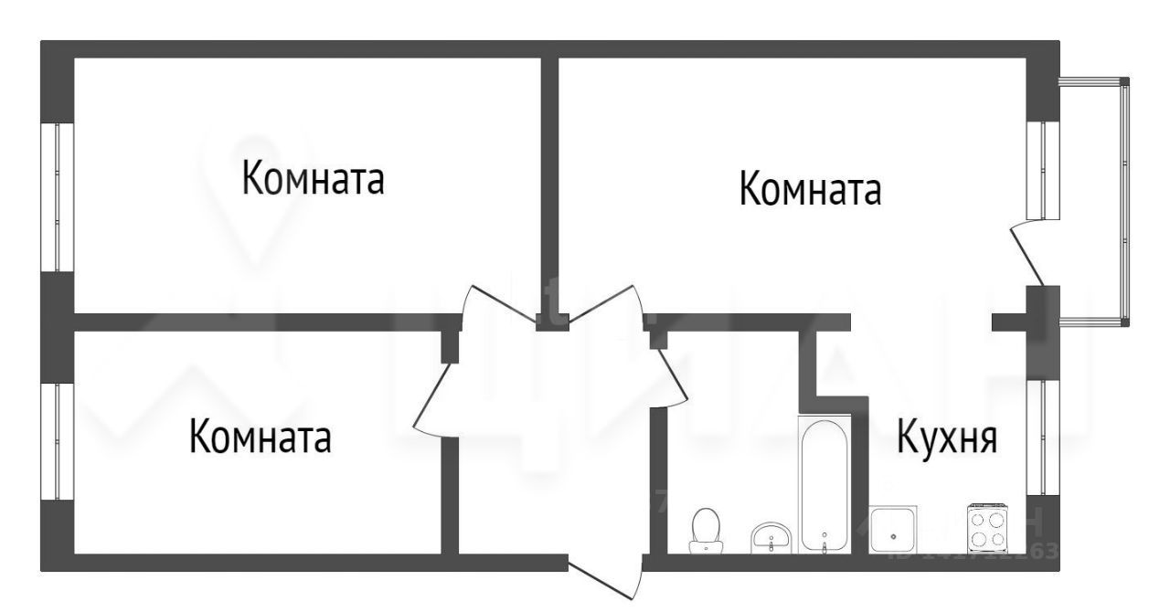 Планировка этой квартиры по данным Циан