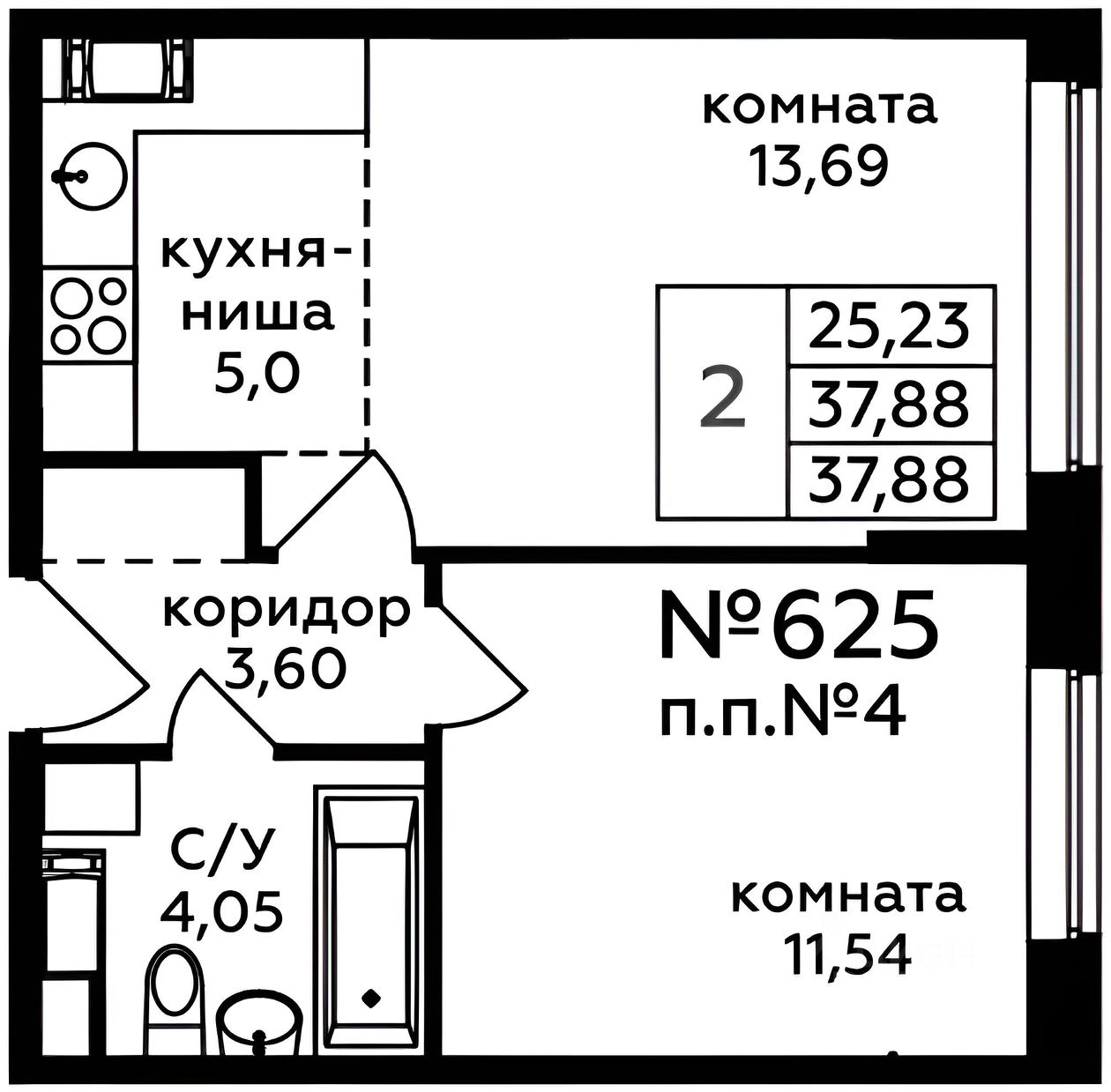 Планировка этой квартиры по данным Циан