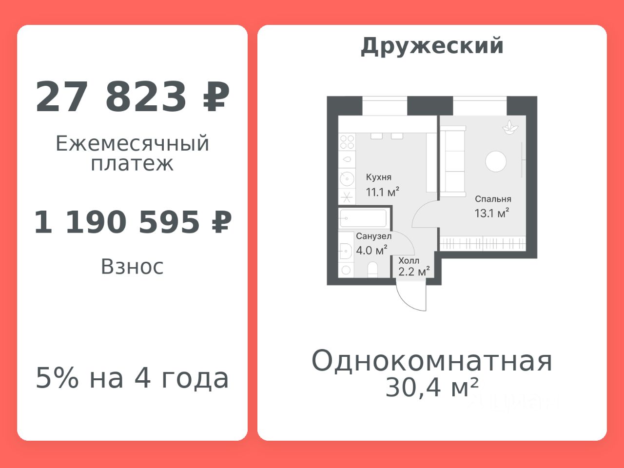 Планировка: Формат уточняется 30.4 м² в ЖК Дружеский, Плеханово