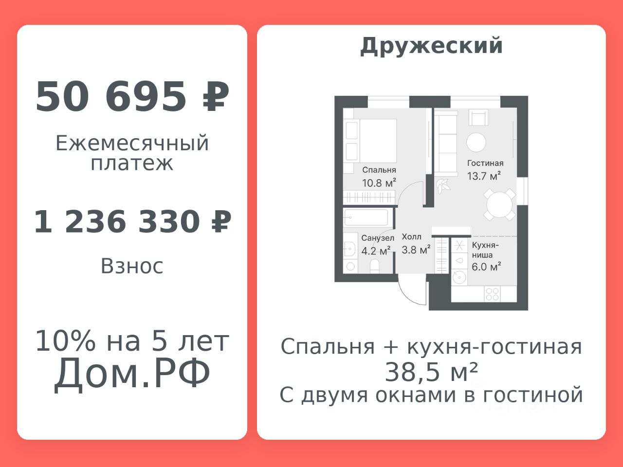 Планировка: Формат уточняется 38.5 м² в ЖК Дружеский, Плеханово