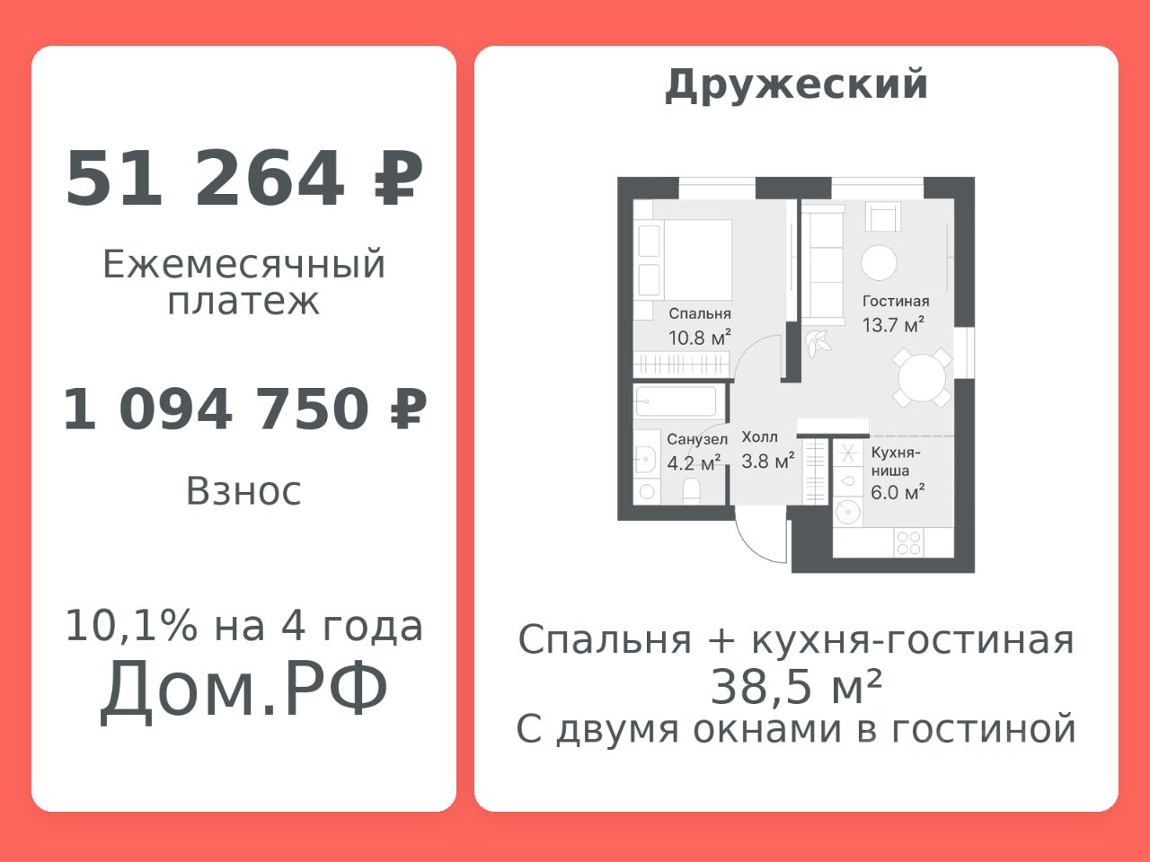 Планировка: Формат уточняется 38.5 м² в ЖК Дружеский, Плеханово