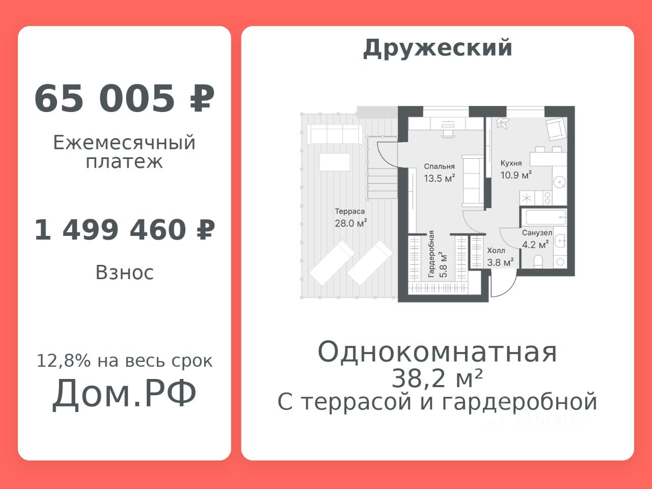 Планировка: Формат уточняется 38.2 м² в ЖК Дружеский, Плеханово