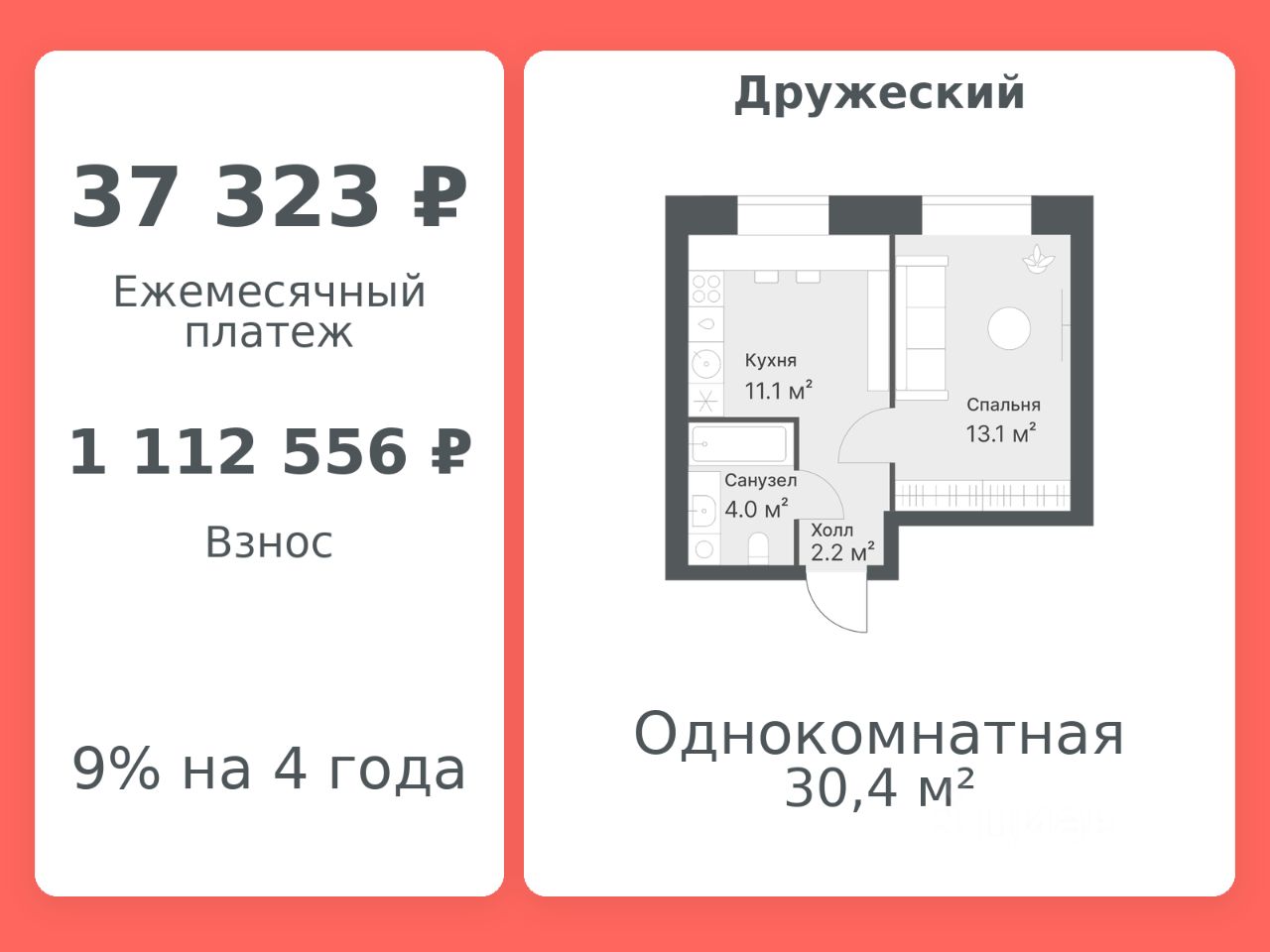 Планировка: Формат уточняется 30.4 м² в ЖК Дружеский, Плеханово