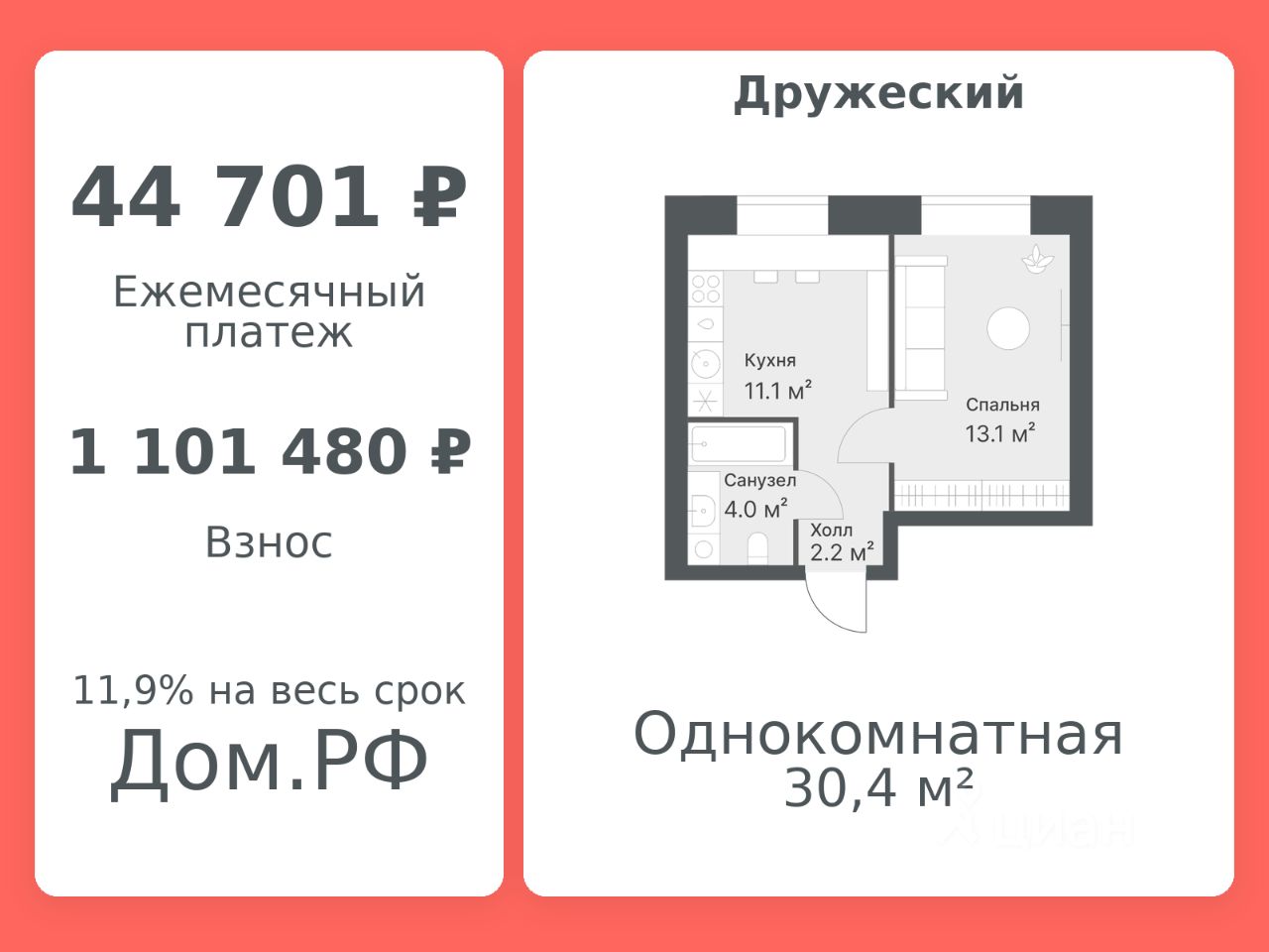 Планировка: Формат уточняется 30.4 м² в ЖК Дружеский, Плеханово