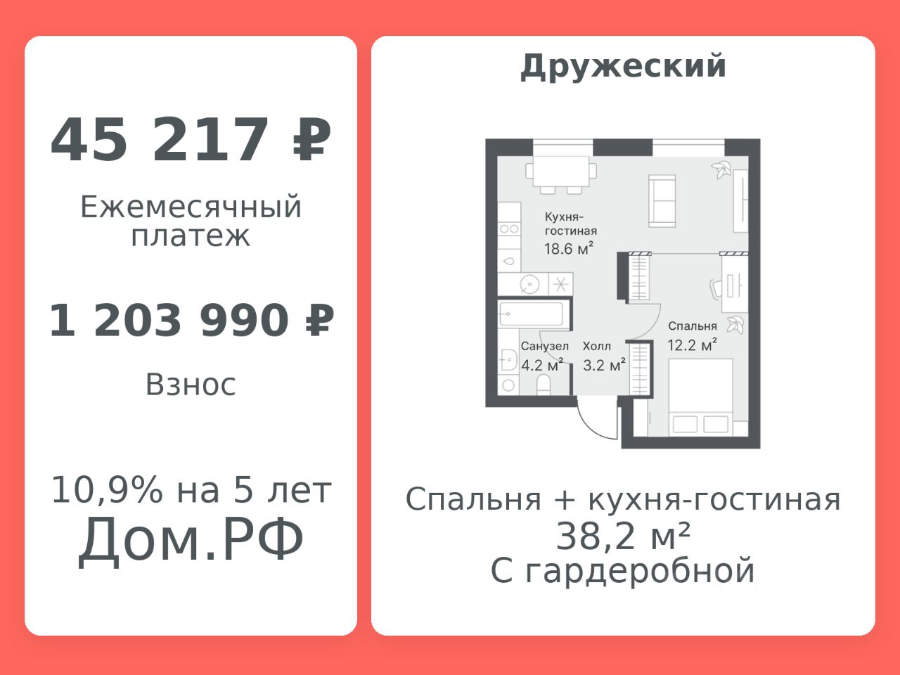 Планировка: Формат уточняется 38.2 м² в ЖК Дружеский, Плеханово