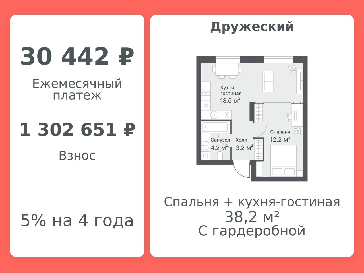 Планировка: Формат уточняется 38.2 м² в ЖК Дружеский, Плеханово