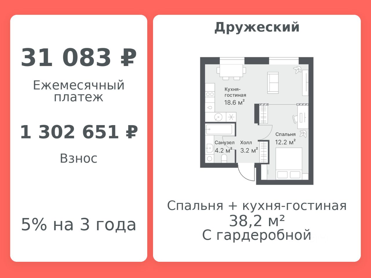 Планировка: Формат уточняется 38.2 м² в ЖК Дружеский, Плеханово
