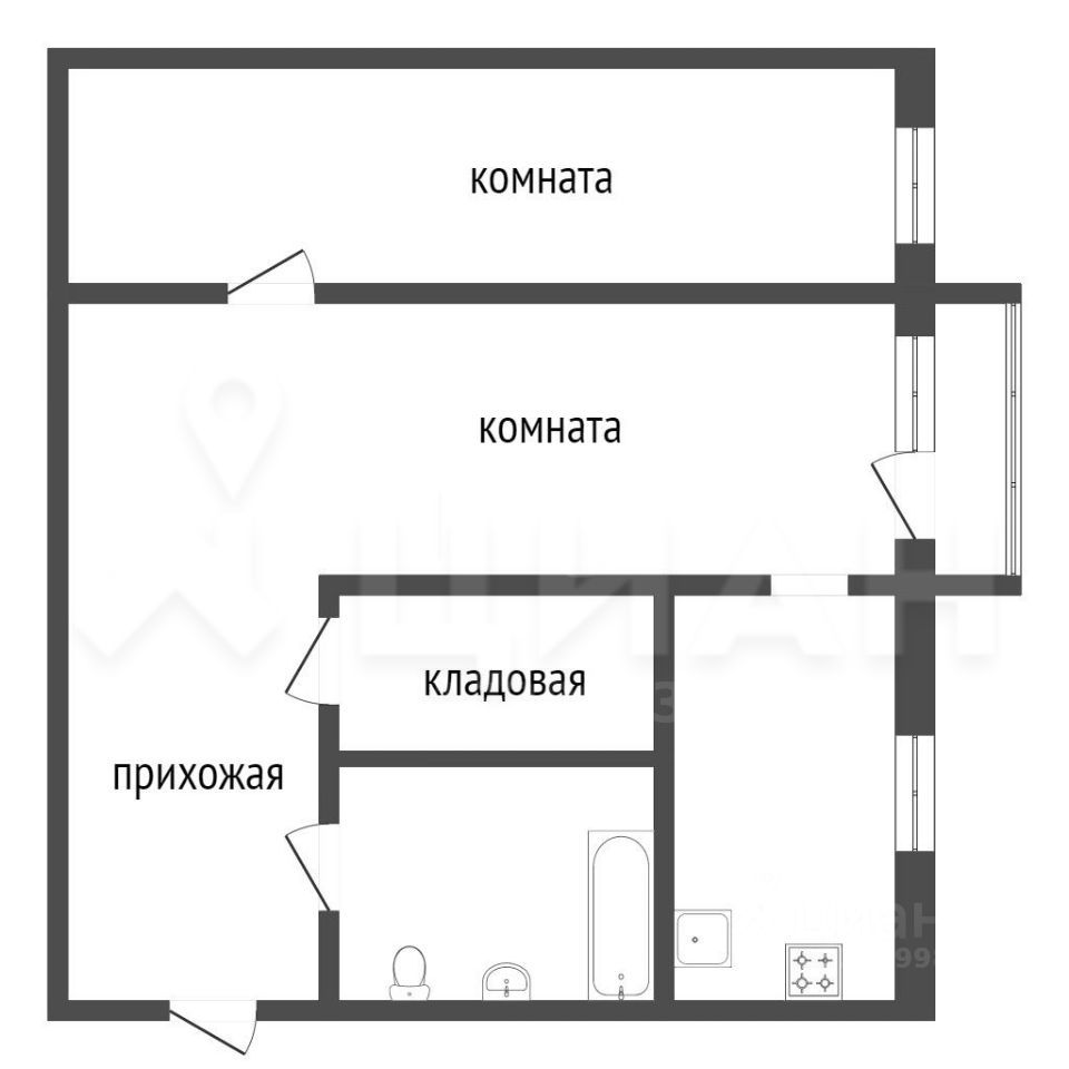 Планировка этой квартиры по данным Циан