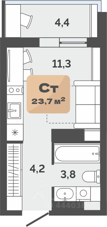 Планировка: Формат уточняется 21.5 м² в ЖК Баланс, Воровского