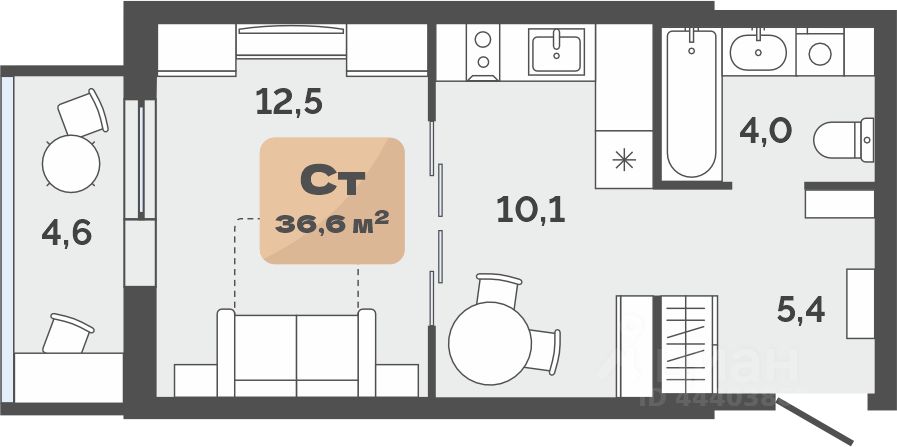 Планировка: Формат уточняется 34.3 м² в ЖК Баланс, Воровского
