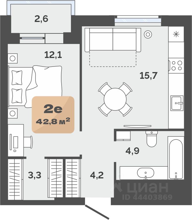 Планировка: Формат уточняется 40.2 м² в ЖК Баланс, Воровского
