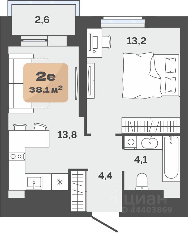 Планировка: Формат уточняется 35.5 м² в ЖК Баланс, Воровского