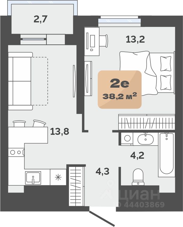 Планировка: Формат уточняется 36.9 м² в ЖК Баланс, Воровского