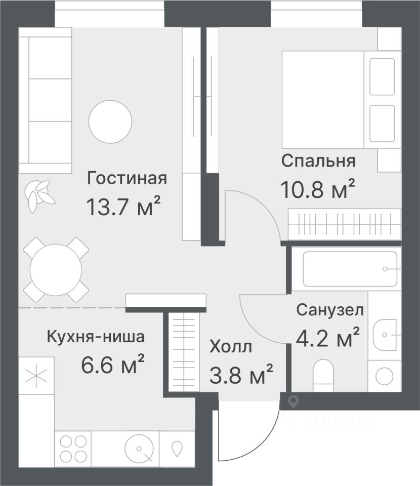 Планировка: Формат уточняется 39.1 м² в ЖК Дружеский, Плеханово