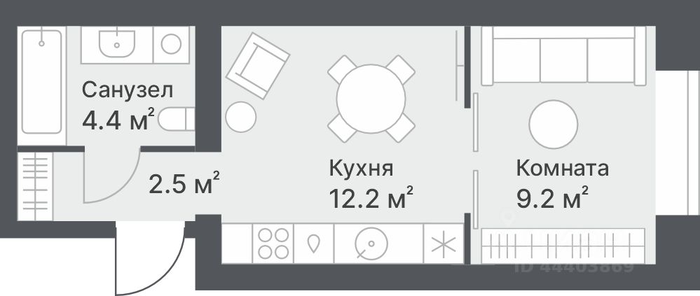Планировка: Формат уточняется 28.3 м² в ЖК Дружеский, Плеханово