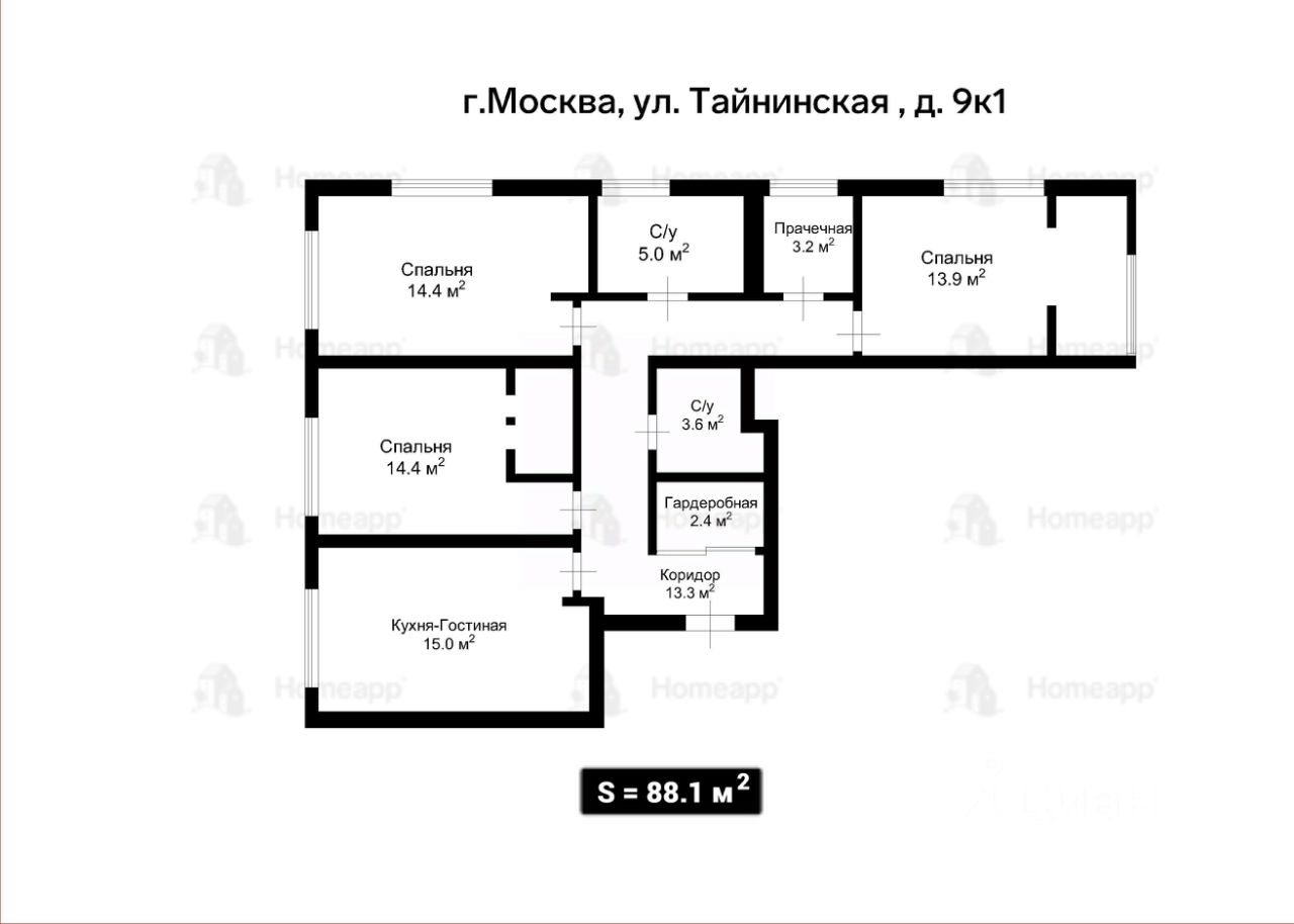 3-комн. кв., р-н Лосиноостровский, Москва