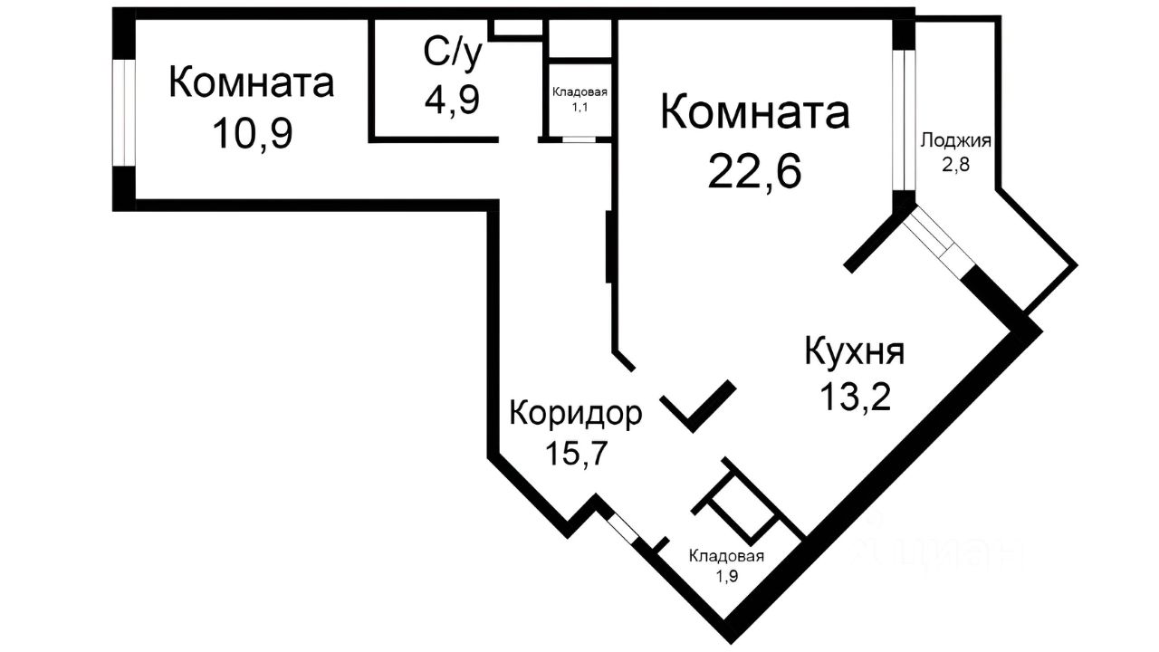 Планировка этой квартиры по данным Циан