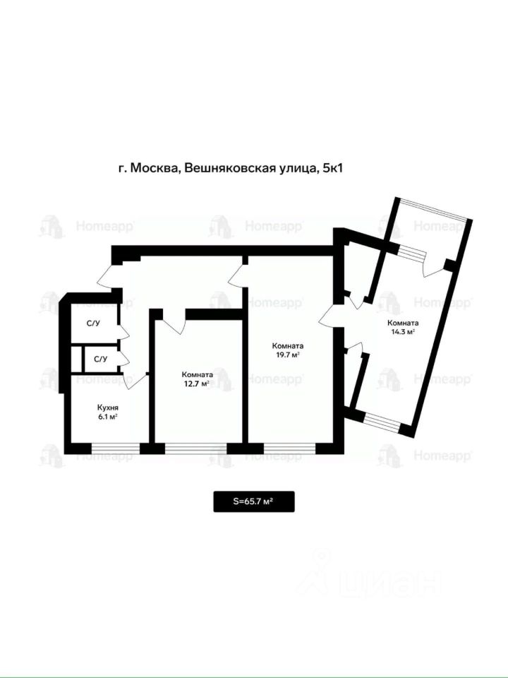 3-комн. кв., р-н Вешняки, Москва