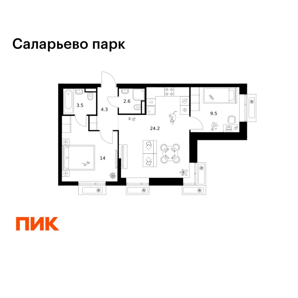 2-комн. квартира в ЖК Саларьево парк