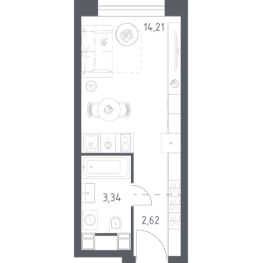 апарт.-студия, 20 м², этаж 15