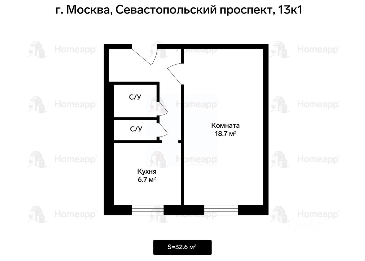 1-комн. кв., р-н Котловка, Москва