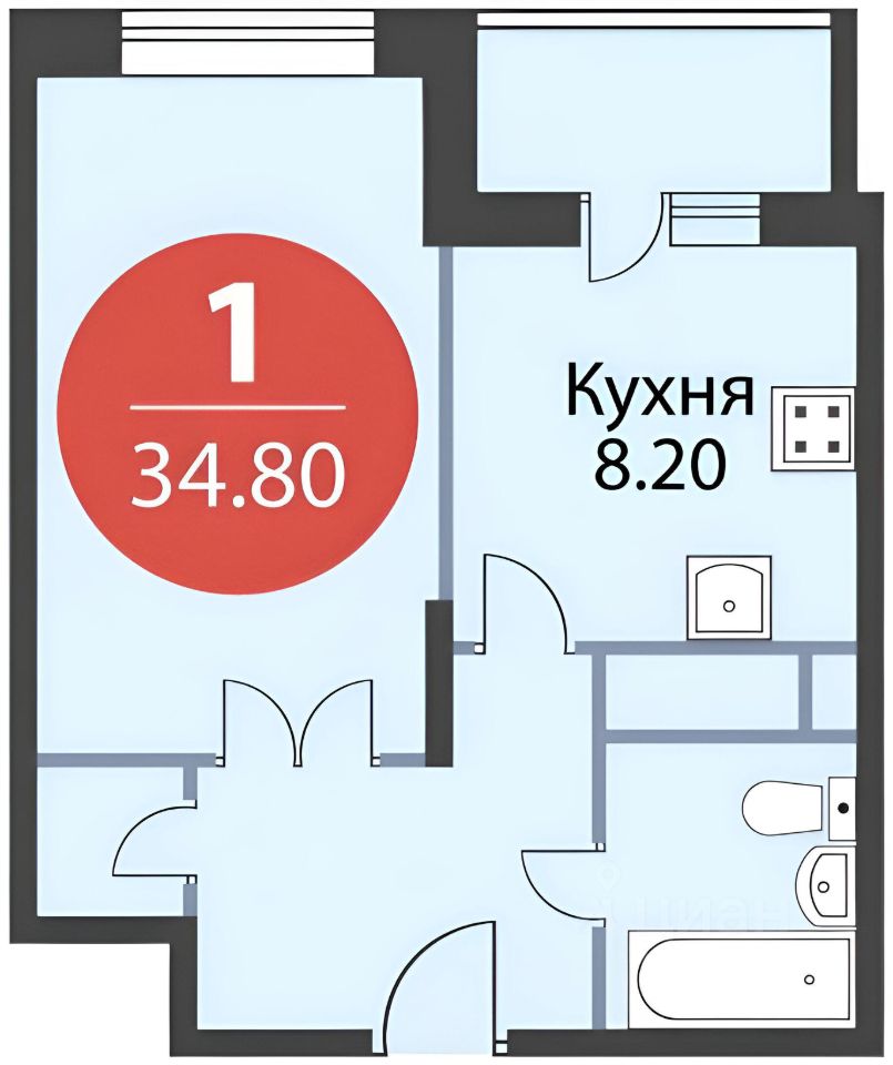 Планировка этой квартиры по данным Циан