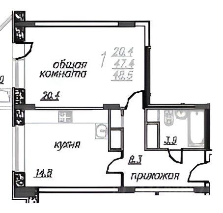 Планировка этой квартиры по данным Циан