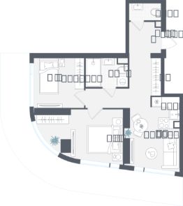 2-комн.кв., 53 м², этаж 15 2-комн.кв., 53 м², этаж 15