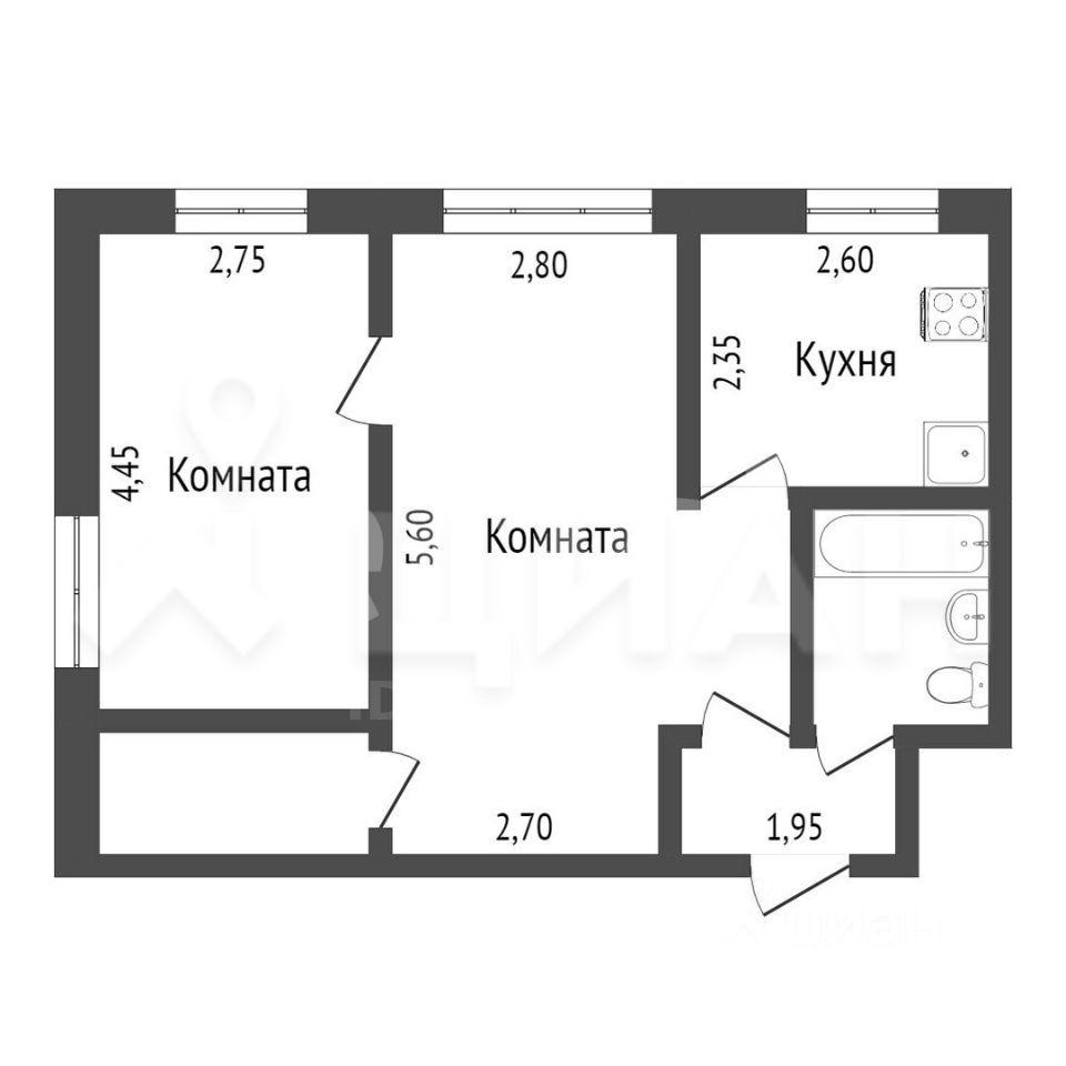 Планировка этой квартиры по данным Циан