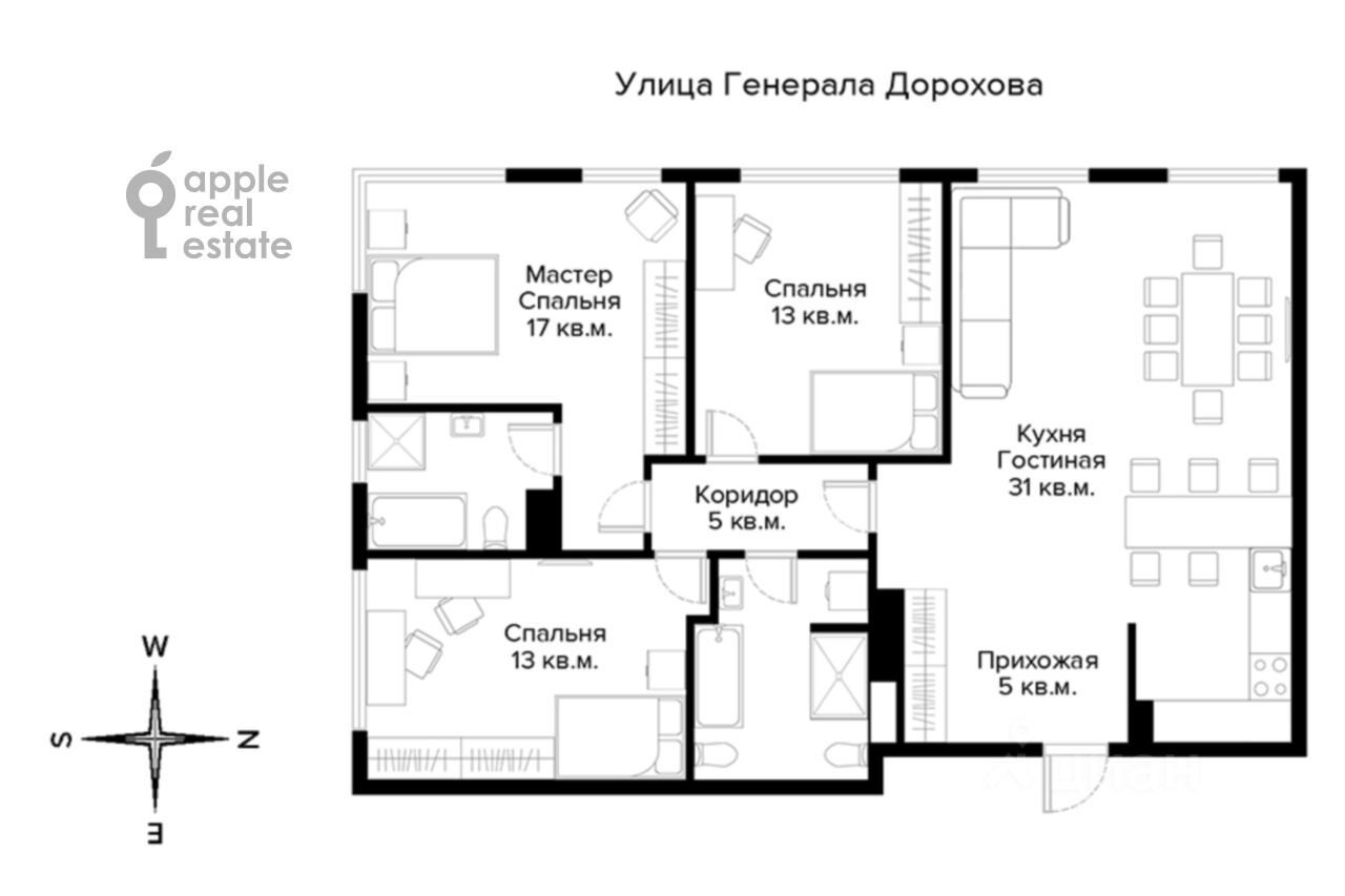4-комн. кв., р-н Раменки, Москва