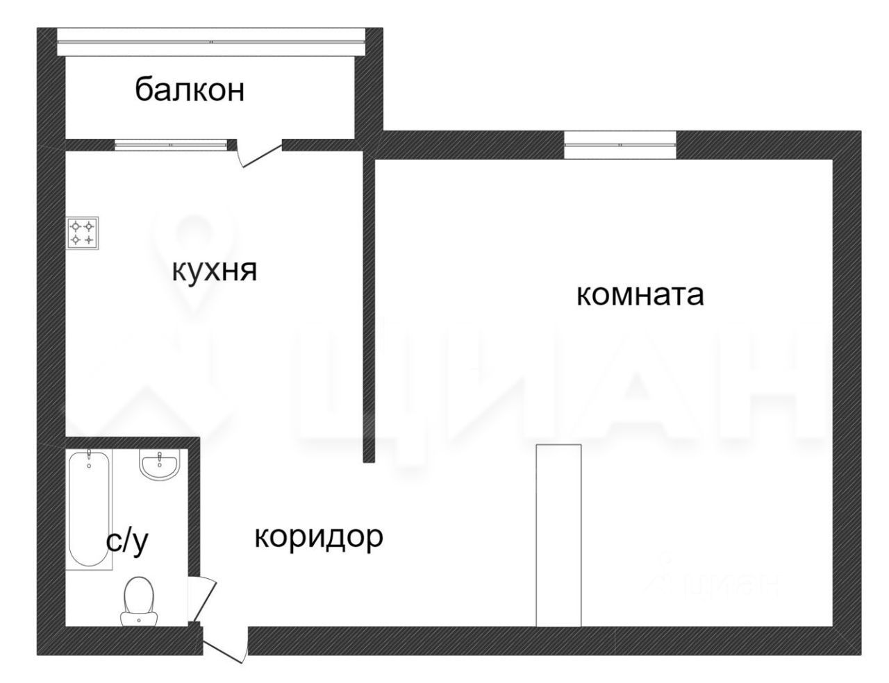 Планировка этой квартиры по данным Циан