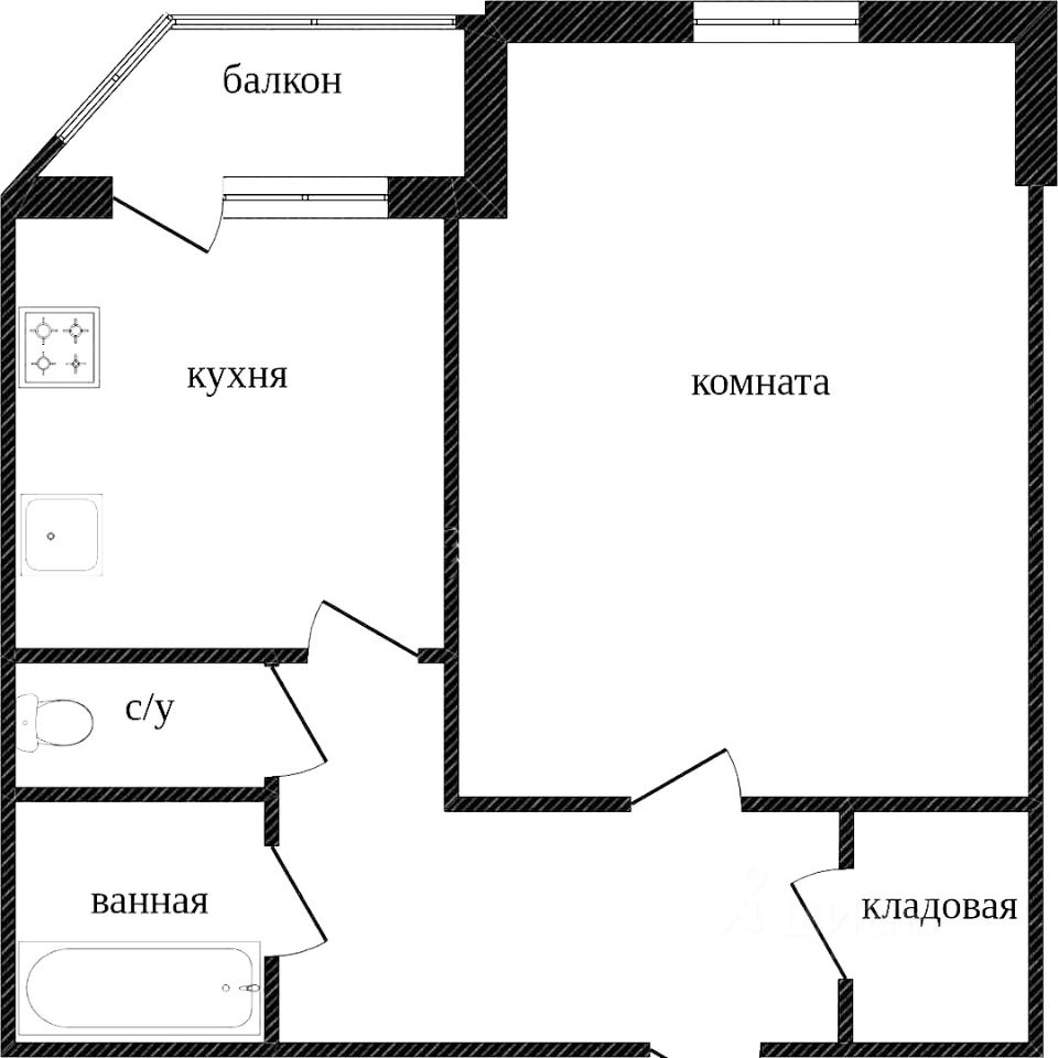 Планировка этой квартиры по данным Циан