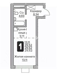 студия, 30 м², этаж 26