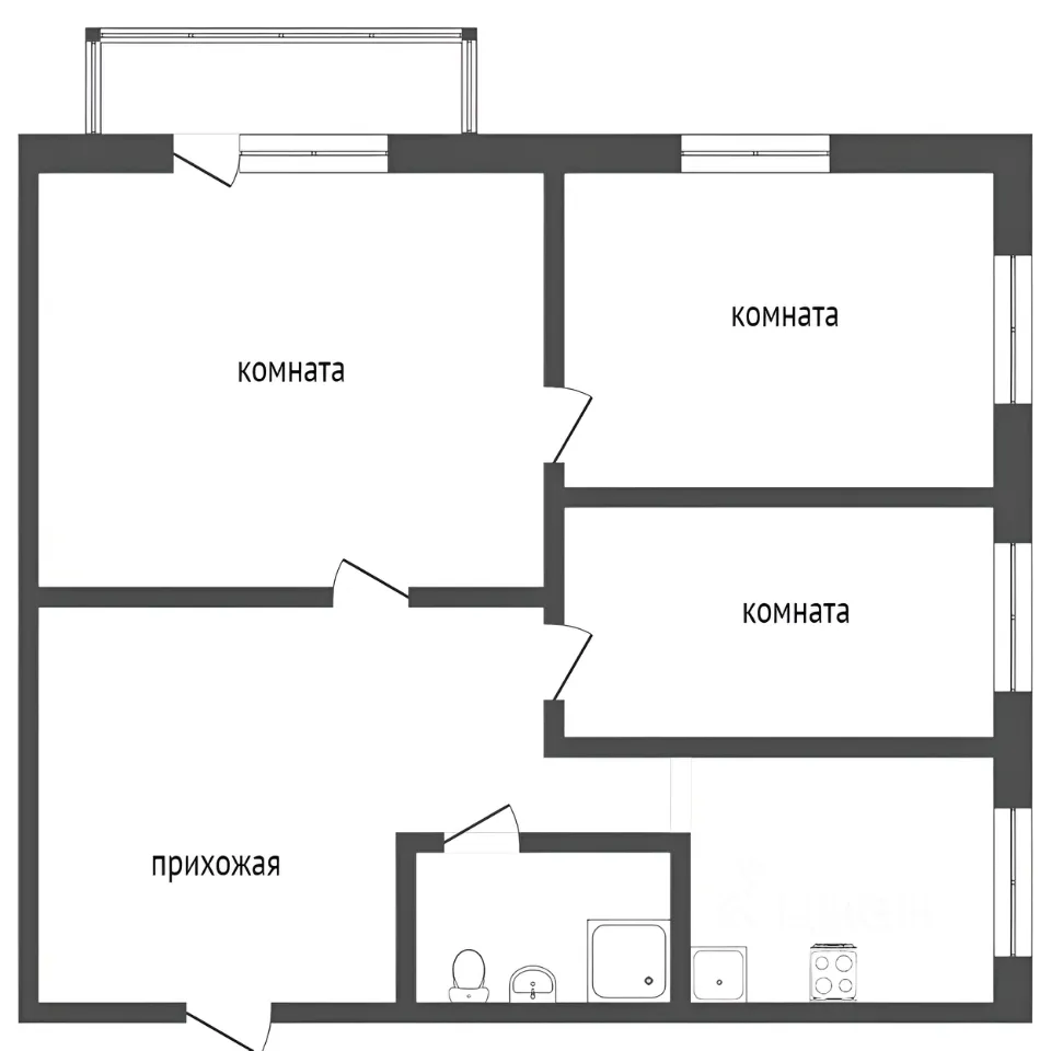 Планировка этой квартиры по данным Циан