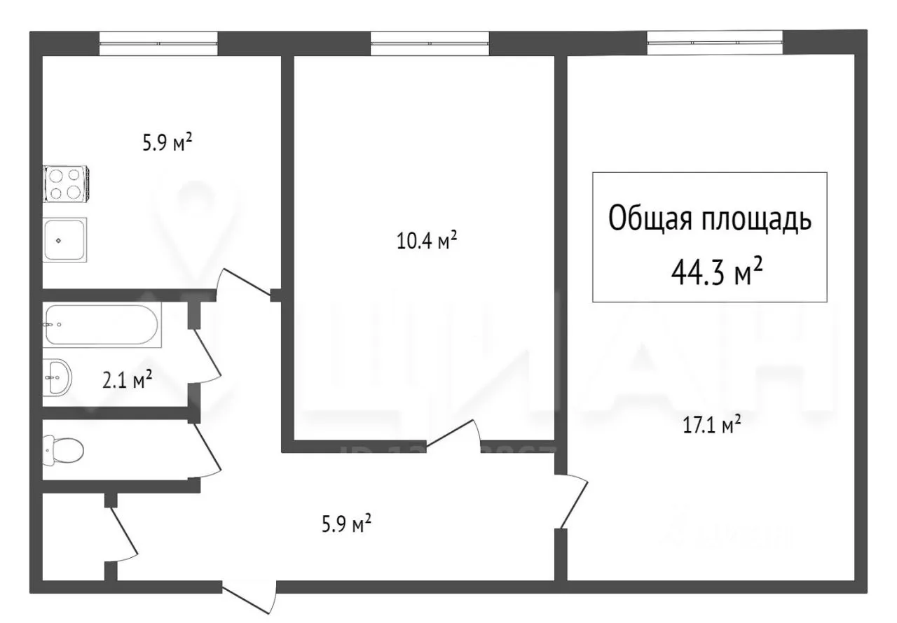 Планировка этой квартиры по данным Циан