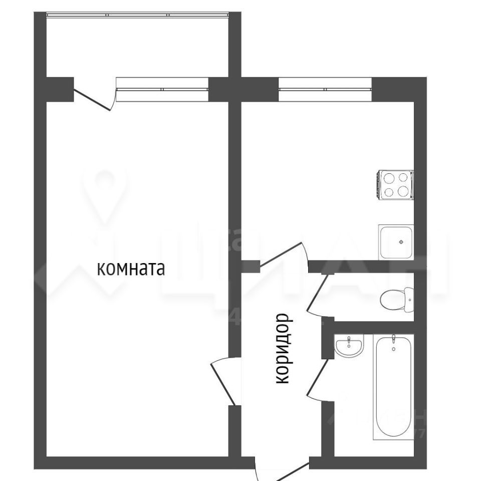Планировка этой квартиры по данным Циан