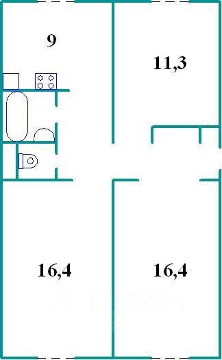 Комната 3-комн. 65.3 м² в пос. Смуравьево-2 — фото 1