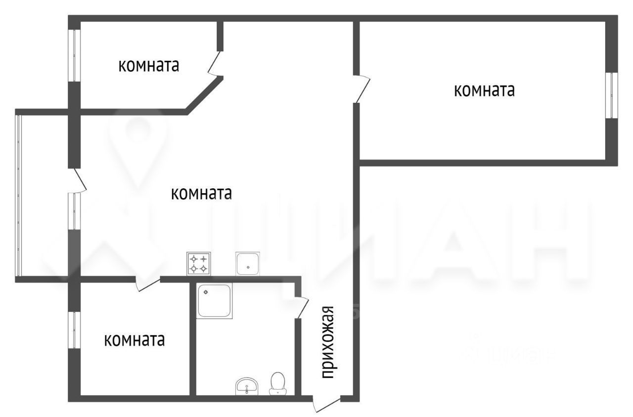 Планировка этой квартиры по данным Циан