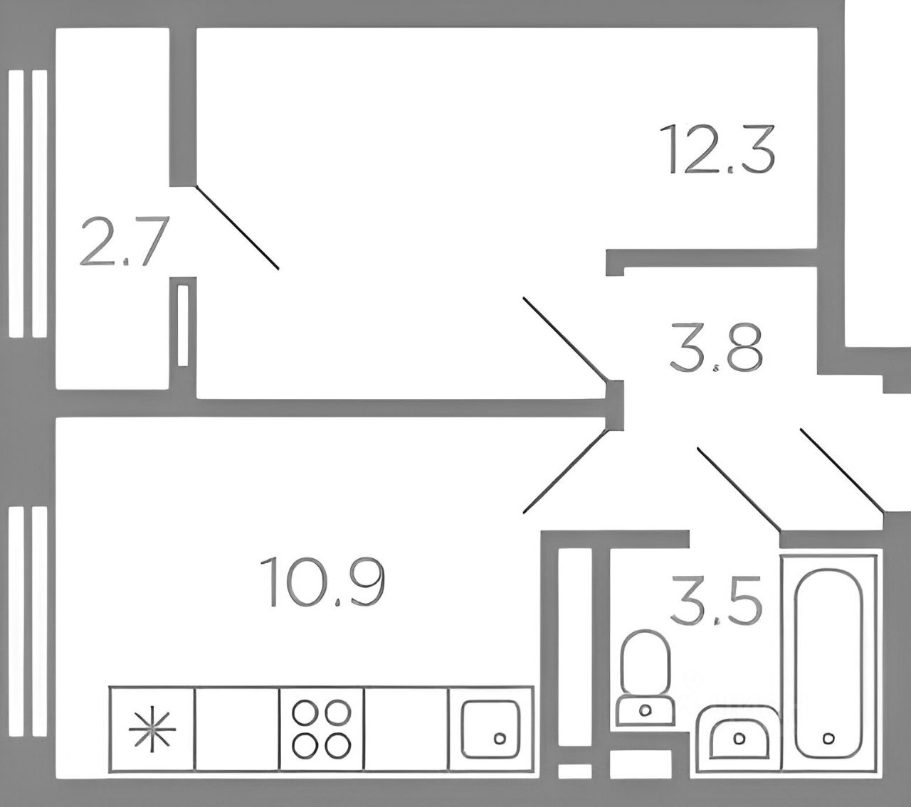 Планировка этой квартиры по данным Циан