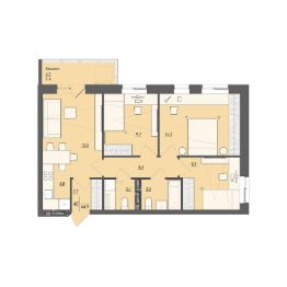 4-комн.кв., 65 м², этаж 1