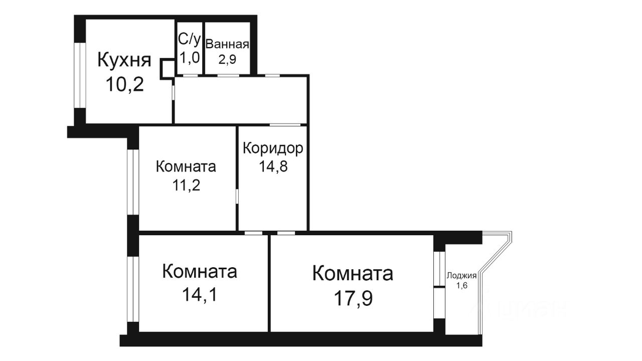Планировка этой квартиры по данным Циан