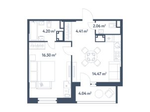 1-комн.кв., 44 м², этаж 8