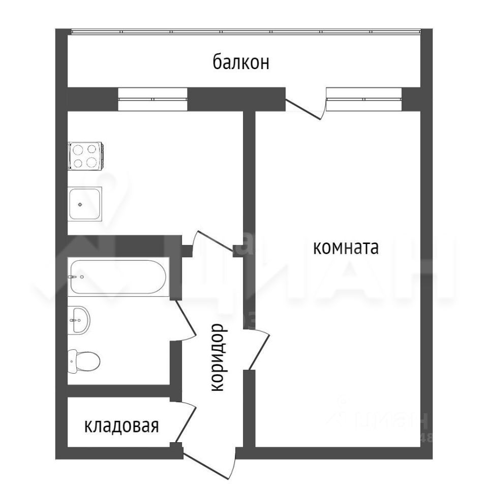 Планировка этой квартиры по данным Циан